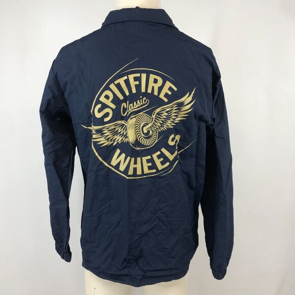 SPITFIRE WHEELS ~ MENS SMALL ~ NAVY BLUE BUTTON UP JACKET DRAWSTRING WAIST - Picture 6 of 8